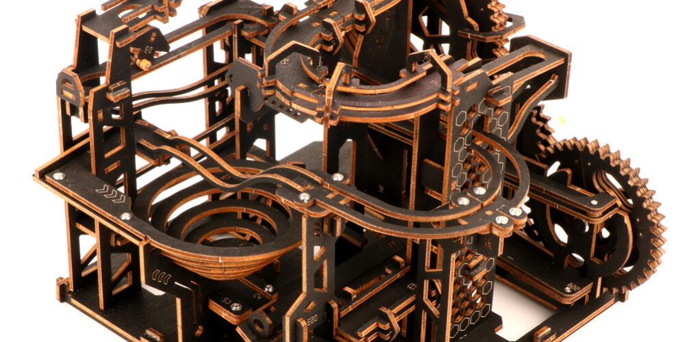 Wooden Mechanical Puzzle Track Model with Realistic Rolling Beads – 3D Adult & Kids Toy (4) Wooden Mechanical Puzzle with Rolling Beads Track Model