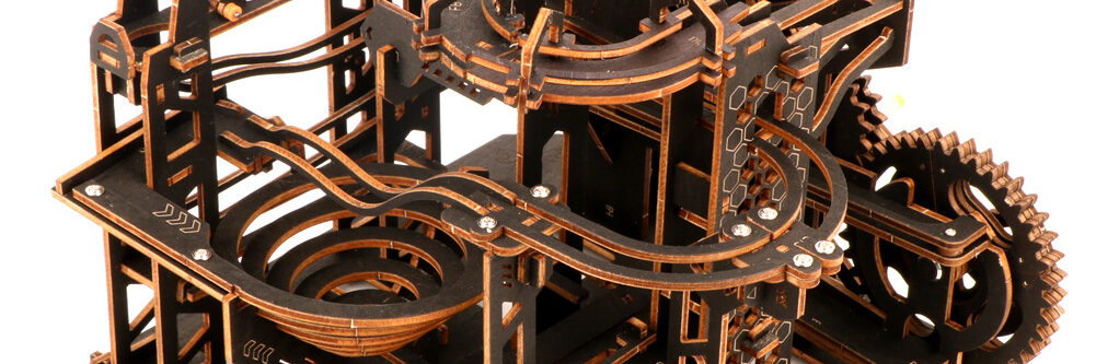Wooden Mechanical Puzzle with Rolling Beads Track Model