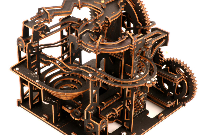 Wooden Mechanical Puzzle with Rolling Beads Track Model