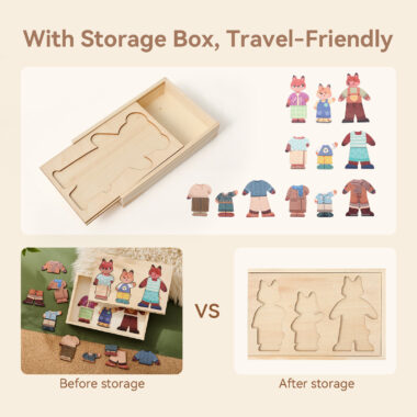 Wooden Bear Dress-Up Puzzle Toy for Toddlers