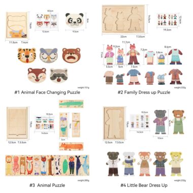 Wooden Bear Dress-Up Puzzle Toy for Toddlers