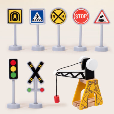 Electric Wooden Train Toy with Track and Interactive Assembly Model