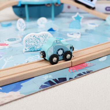 Ocean-Themed Wooden Train Track Set Compatible with Thomas Railway