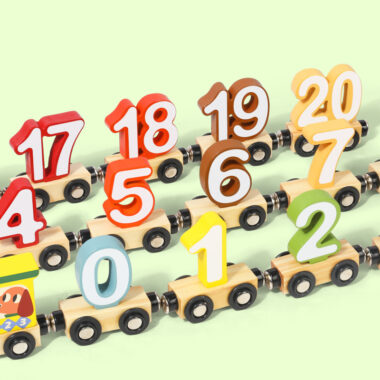 Magnetic Wooden Number Train Set for Toddlers – 12-Piece Educational Toy
