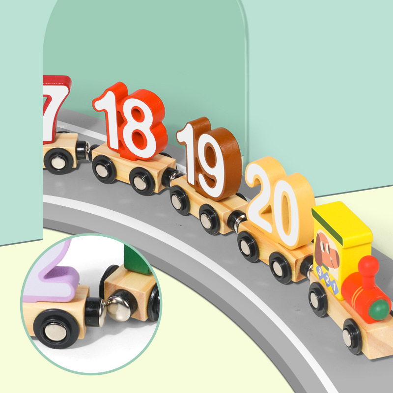 Magnetic Wooden Number Train Set for Toddlers – 12-Piece Educational Toy